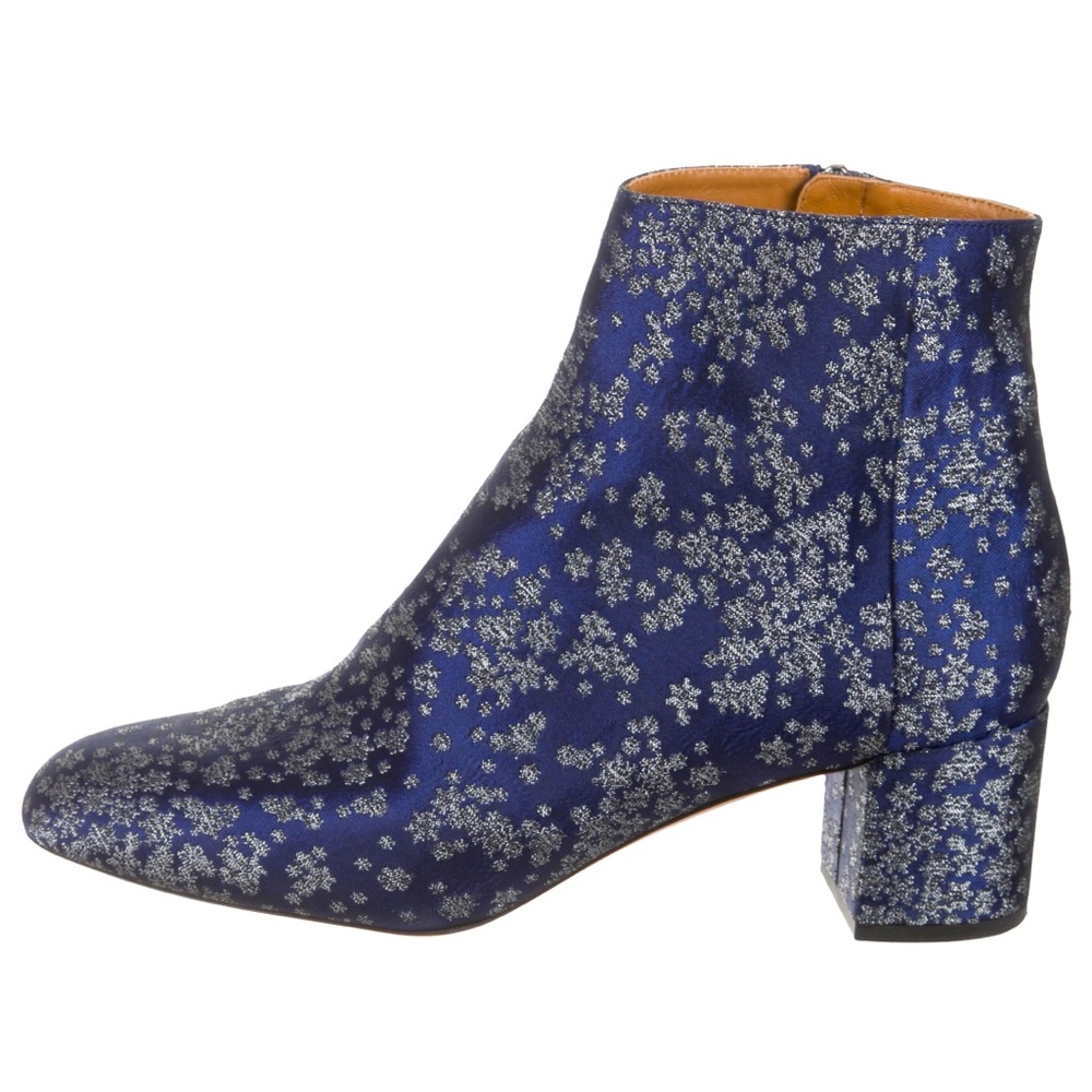 Aquazurra Brocade Blue & Silver Boots, Size 39.5